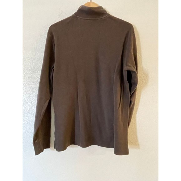 Banana Republic Half Button Pullover Sweater Size L Brown Stripe Turtleneck - Picture 3 of 10